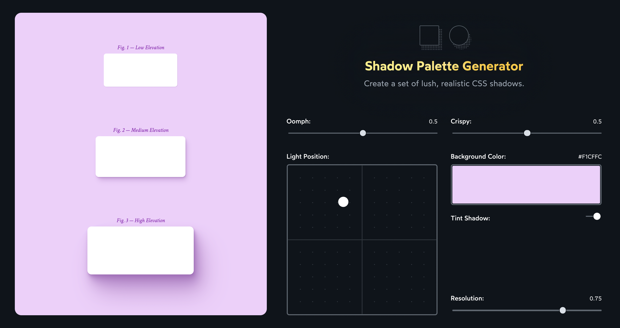 Introducing “Shadow Palette Generator”, a tool to help you generate CSS  box-shadow values
