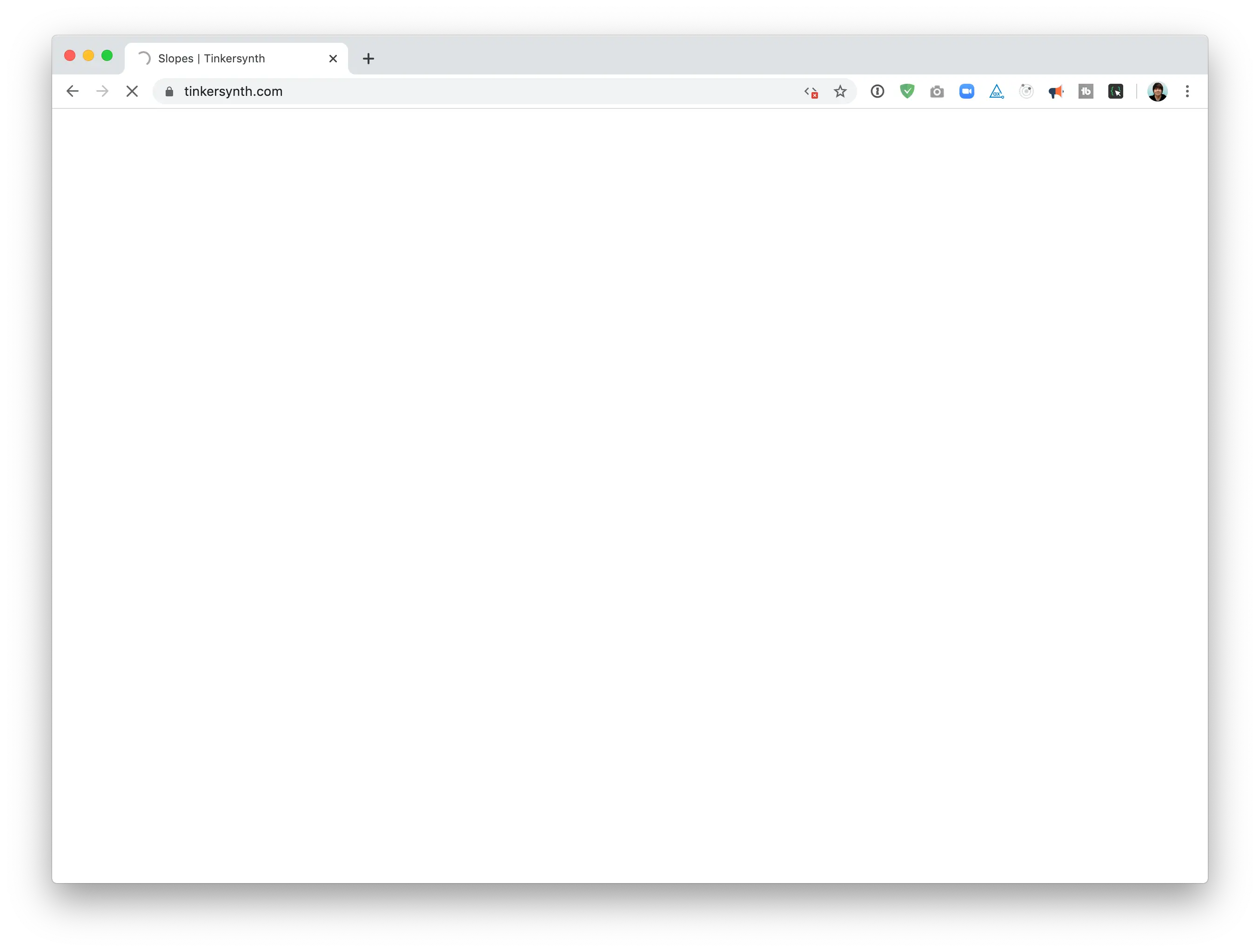 Screenshot of a browser loading a page, with an all-blank screen