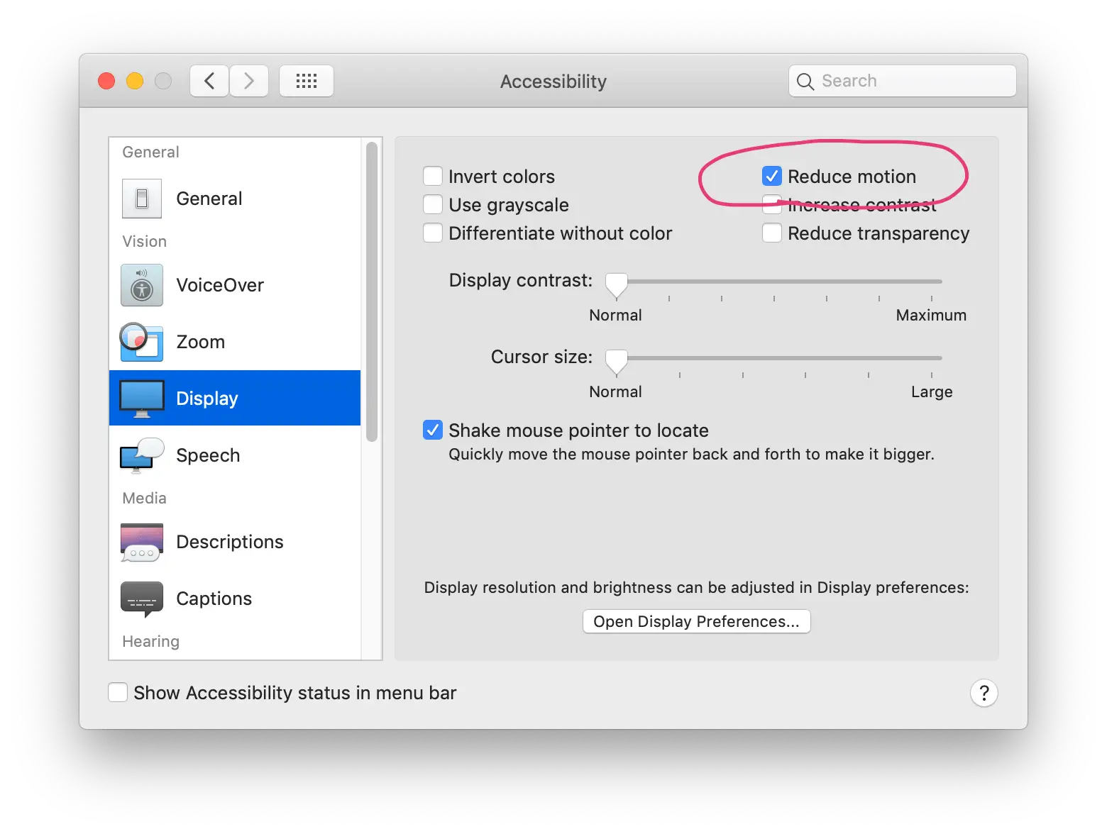 The “Reduce Motion” setting in MacOS' system preferences (under Accessibility, under Display)