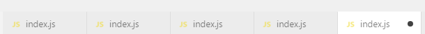 A bunch of files open, all called “index.js”