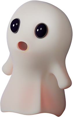 A cute ghost looking surprised. 3D illustration