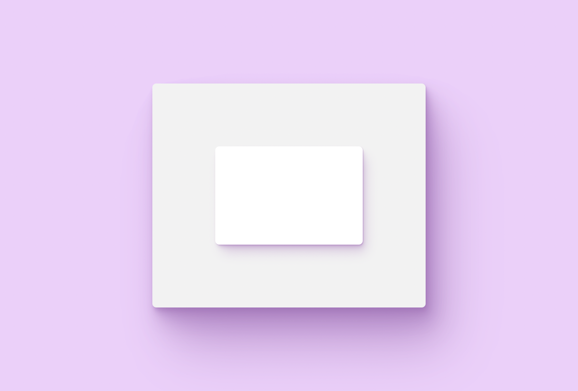 A white box sits on top of a grey box, which sits on top of a purple background. Both boxes have purple-ish shadows. It looks funny on the inner white box.