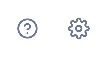 A screenshot of two icons. The first is a question mark in a circle, the second is a machine gear.