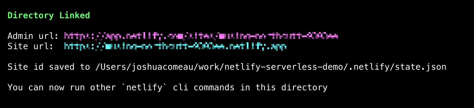 A confirmation message, saying that the project has been linked
